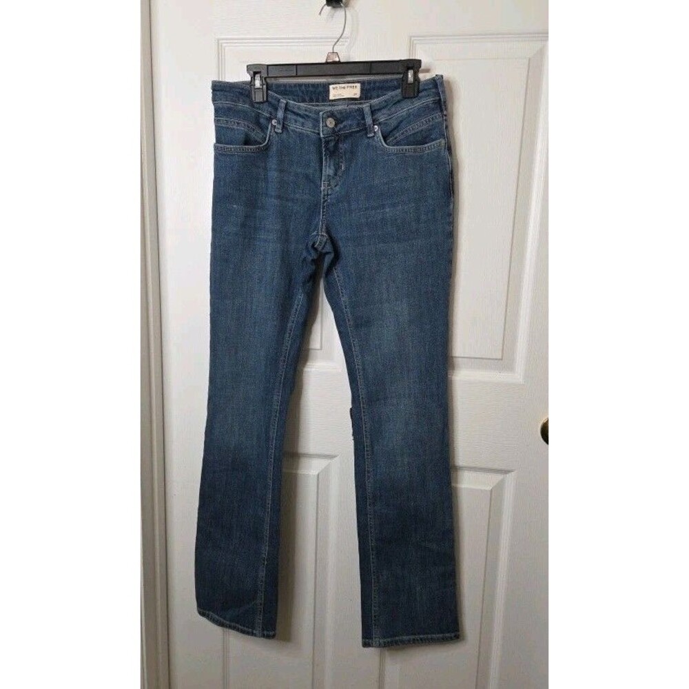Free People We The Free Sloane Stacked Skinny Jeans Blue Denim Size 31 NWT